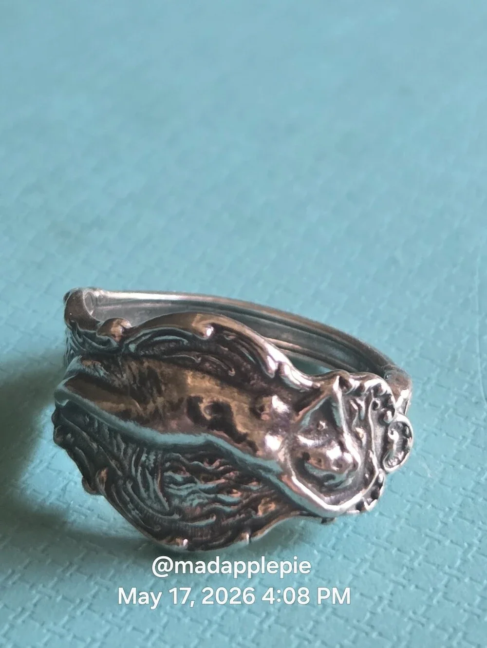 Vintage Sterling Silver Goddess Woman Nude Muse Nymph Spoon Ring #126 - Picture 12 of 15